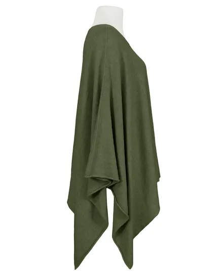Feinstrick Poncho mit Viskose in oliv von Mia Mia