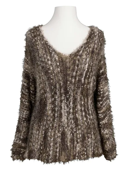 Flauschpullover meliert in braun von CJF Fashion