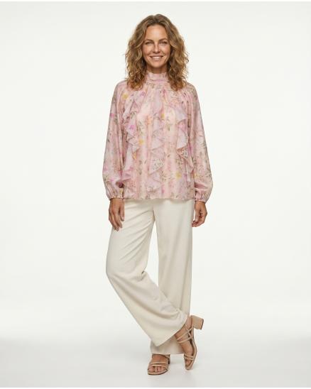 Florale Volantbluse in rosa von Italia Moda