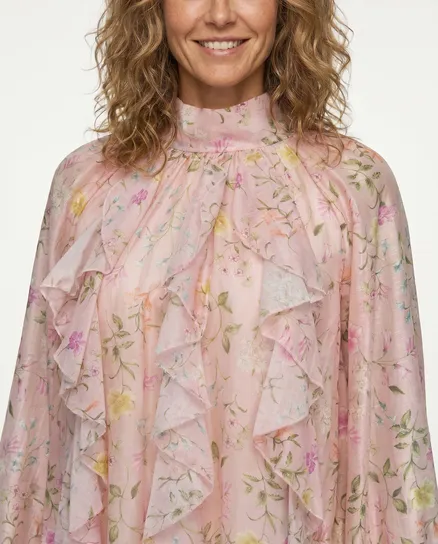 Florale Volantbluse in rosa von Italia Moda