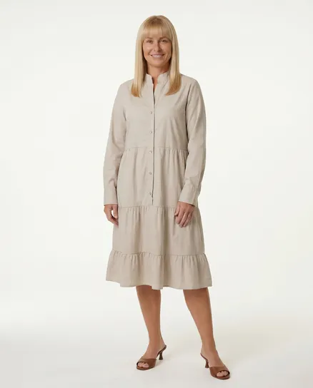 Hemdblusenkleid in beige von New Collection