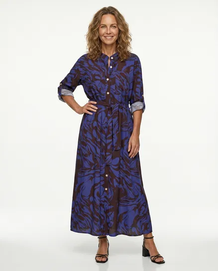 Hemdblusenkleid Print in blau von Made in Italy