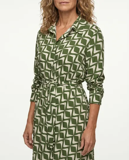 Hemdblusenkleid Print in oliv von Made in Italy