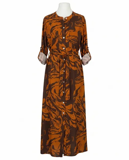 Hemdblusenkleid Print in rostbraun von Made in Italy