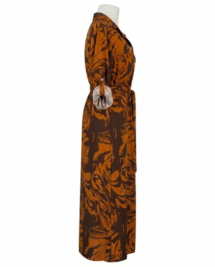 Hemdblusenkleid Print in rostbraun von Made in Italy