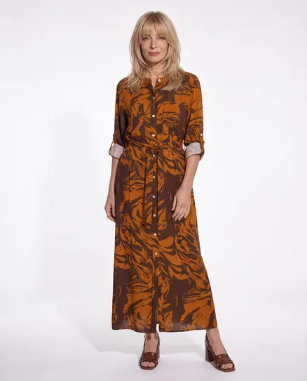 Hemdblusenkleid Print in rostbraun von Made in Italy