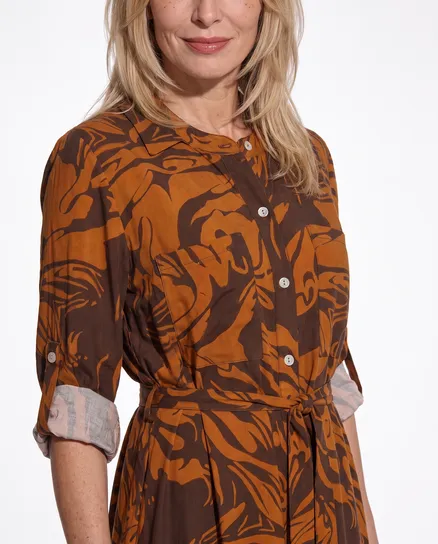 Hemdblusenkleid Print in rostbraun von Made in Italy