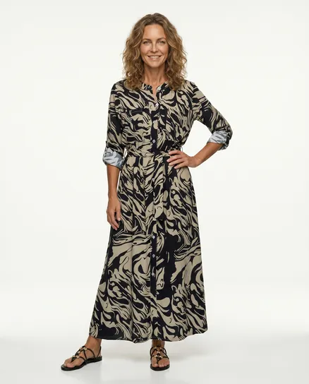 Hemdblusenkleid Print in schwarz von Made in Italy