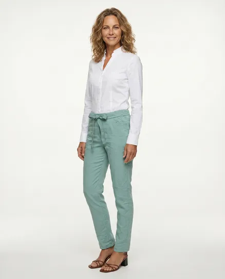 Hose Crash Optik in jade von Moda Italia