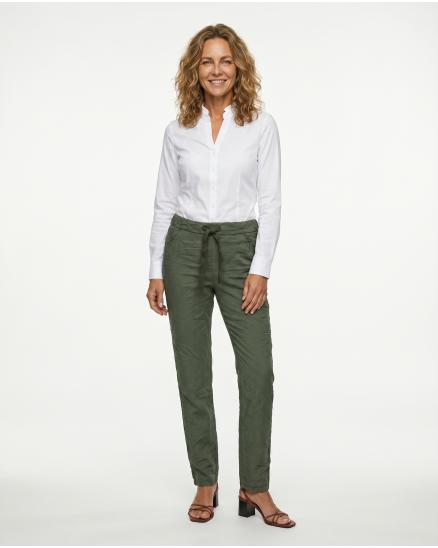 Hose Crash Optik in oliv von Moda Italia