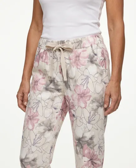 Hose Floral in beige von Made in Italy