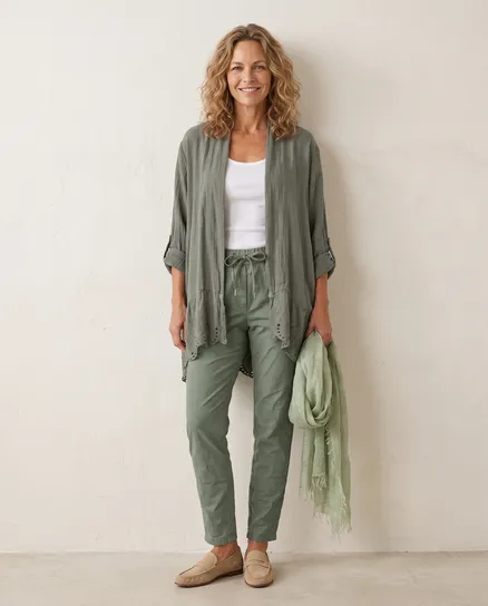 Hose Jogging-Stil in khaki von Made in Italy