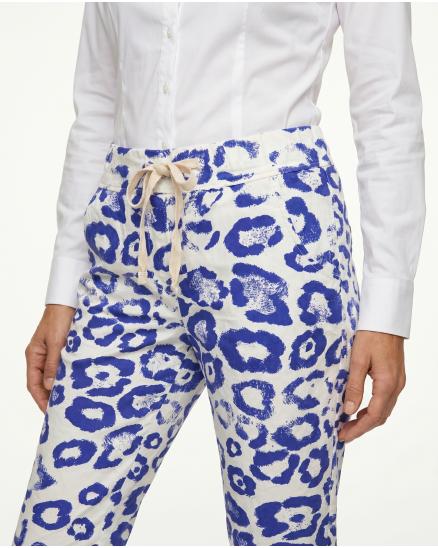 Hose Leoprint in royalblau von Made in Italy