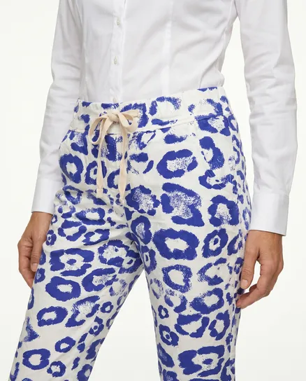 Hose Leoprint in royalblau von Made in Italy