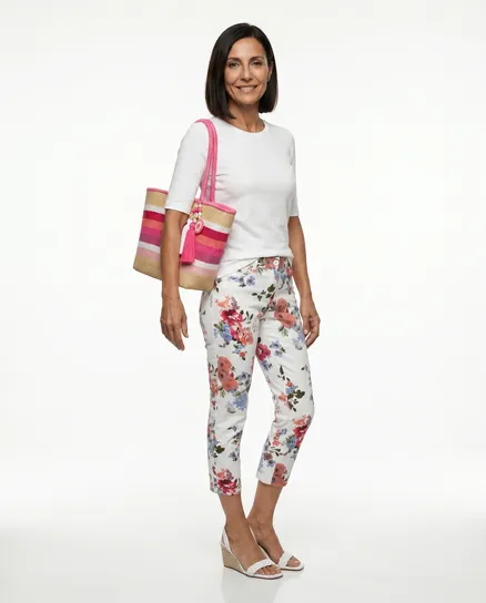 Hose mit Blumenprint in wei� von Fly Moda