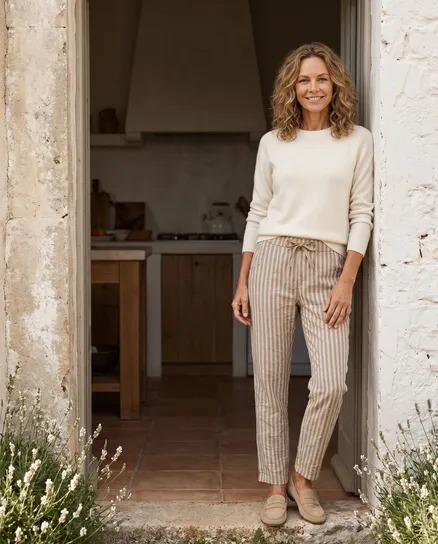 Hose mit Streifen in beige von Secret Femme