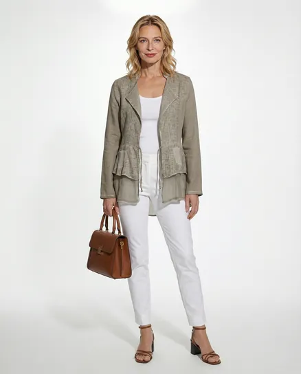 Jacke mit Leinen in braun von les freres