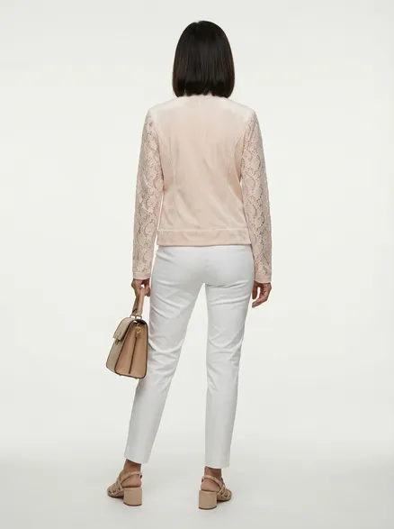 Jacke mit Spitze in apricot von Made in Italy