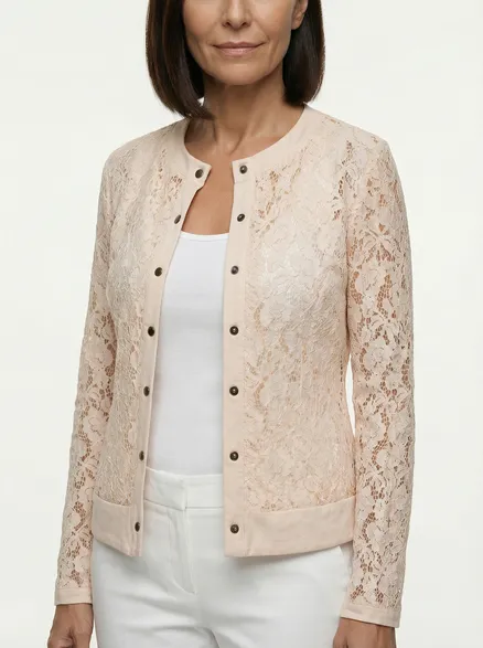 Jacke mit Spitze in apricot von Made in Italy