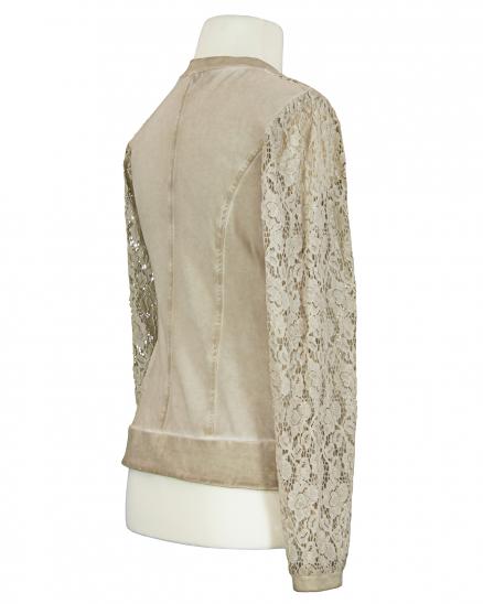 Jacke mit Spitze in beige von Made in Italy