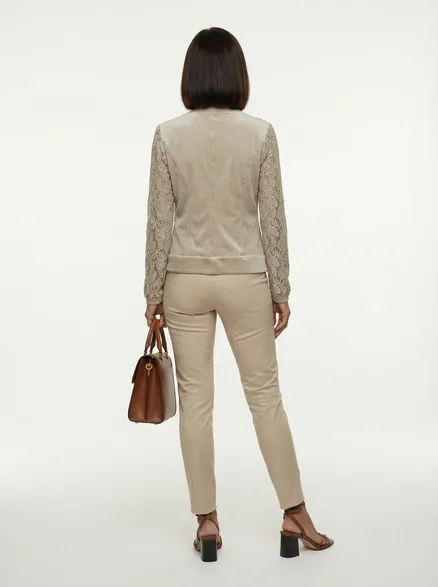 Jacke mit Spitze in beige von Made in Italy