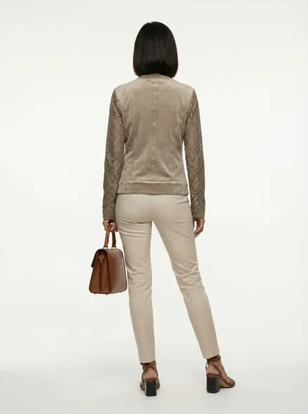 Jacke mit Spitze in braun von Made in Italy