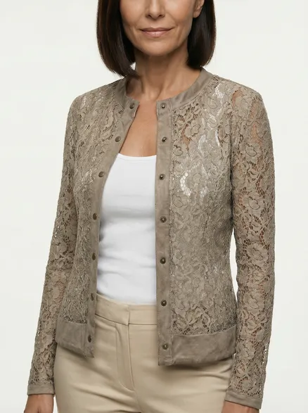 Jacke mit Spitze in braun von Made in Italy