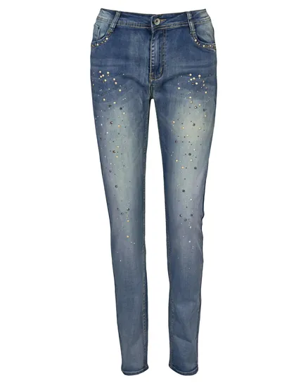 Jeans mit Schmucksteinen in blau von mychristy