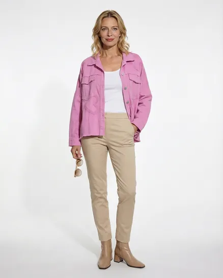 Jeansjacke Baumwolle in pink von Made in Italy