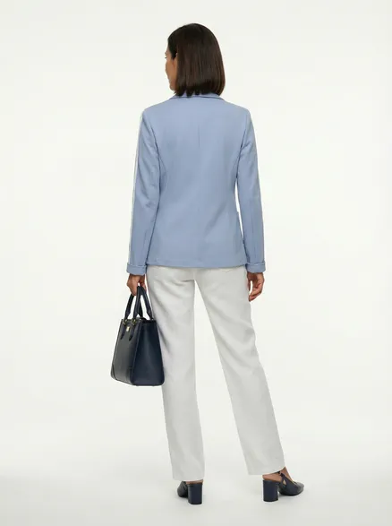 Jersey Blazer Streifen in hellblau von fashion made in italy