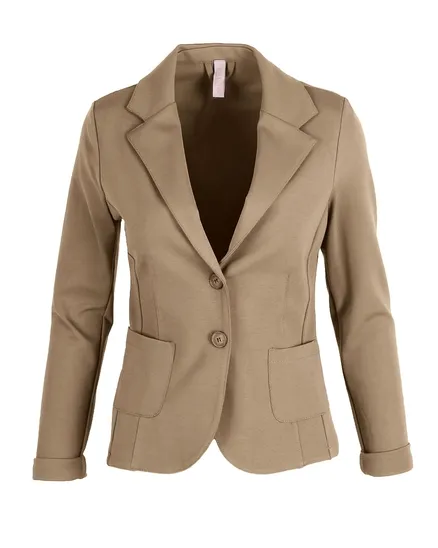 Jersey Blazer tailliert in camel von fashion made in italy