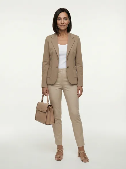 Jersey Blazer tailliert in camel von fashion made in italy