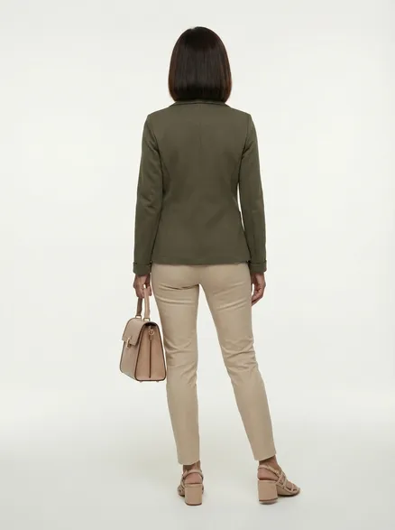 Jersey Blazer tailliert in khaki von fashion made in italy