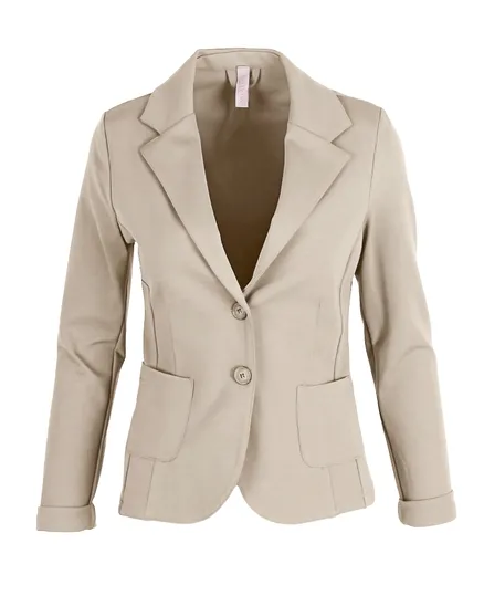 Jersey Blazer tailliert in sand von fashion made in italy