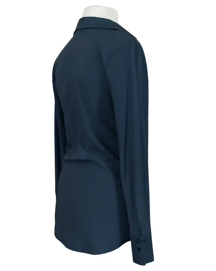 Jersey Hemdbluse in dunkelblau von fashion made in italy
