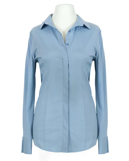 Jersey Hemdbluse in eisblau von fashion made in italy