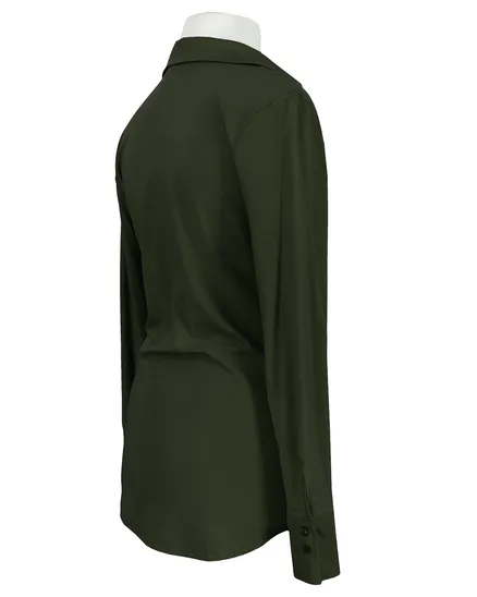 Jersey Hemdbluse in oliv von fashion made in italy