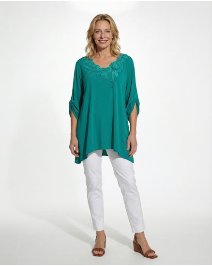 Jersey Shirt mit Spitze in aqua von Diana