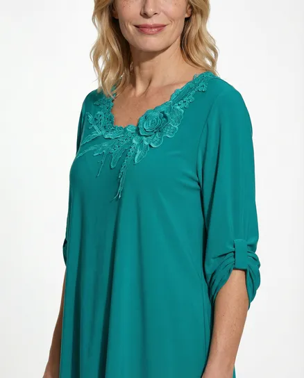 Jersey Shirt mit Spitze in aqua von Diana