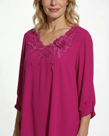 Jersey Shirt mit Spitze in fuchsia von Diana