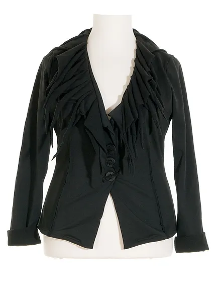 Jerseyjacke Fransenkragen in schwarz von FASHION