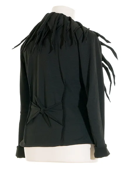 Jerseyjacke Fransenkragen in schwarz von FASHION