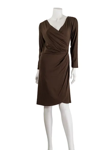 Jerseykleid Wickeloptik in braun von RESTART