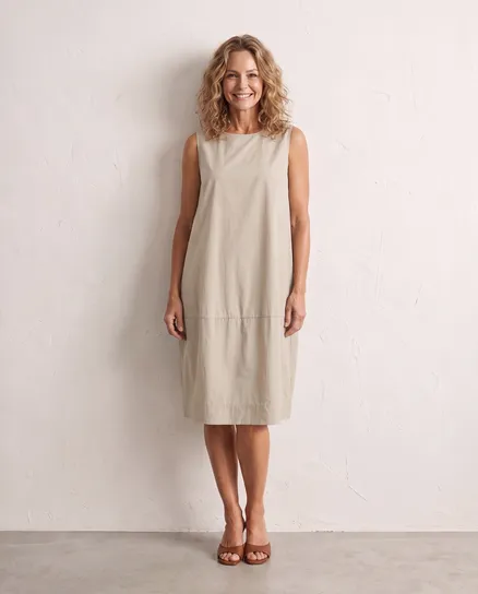 Jerseykleid Ballonschnitt in beige von Made in Italy