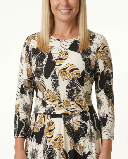 Jerseykleid Blumenmuster in wollwei� von Fifilles Paris