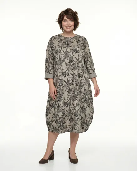 Jerseykleid Floral in beige von Made in Italy