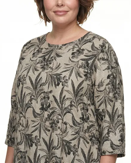 Jerseykleid Floral in beige von Made in Italy