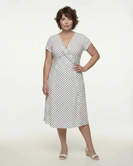 Jerseykleid mit Punkten in wei� von Dream Fashion