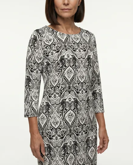 Jerseykleid Ornamentmuster in schwarz von Diana