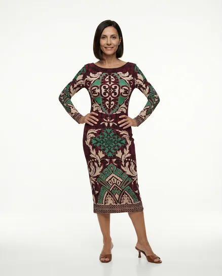 Jerseykleid Ornamentprint in bunt von Luxe